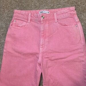 Zara Pink Denim Jeans High Waisted Mom Jeans Casual Pants Women 6 90s Retro